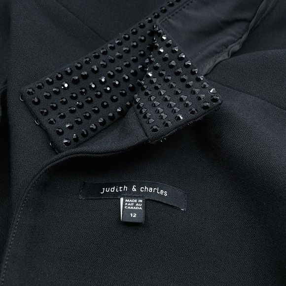 JUDITH & CHARLES Sleeveless Little Black Dress with Studded Collar - Picture 5 of 13